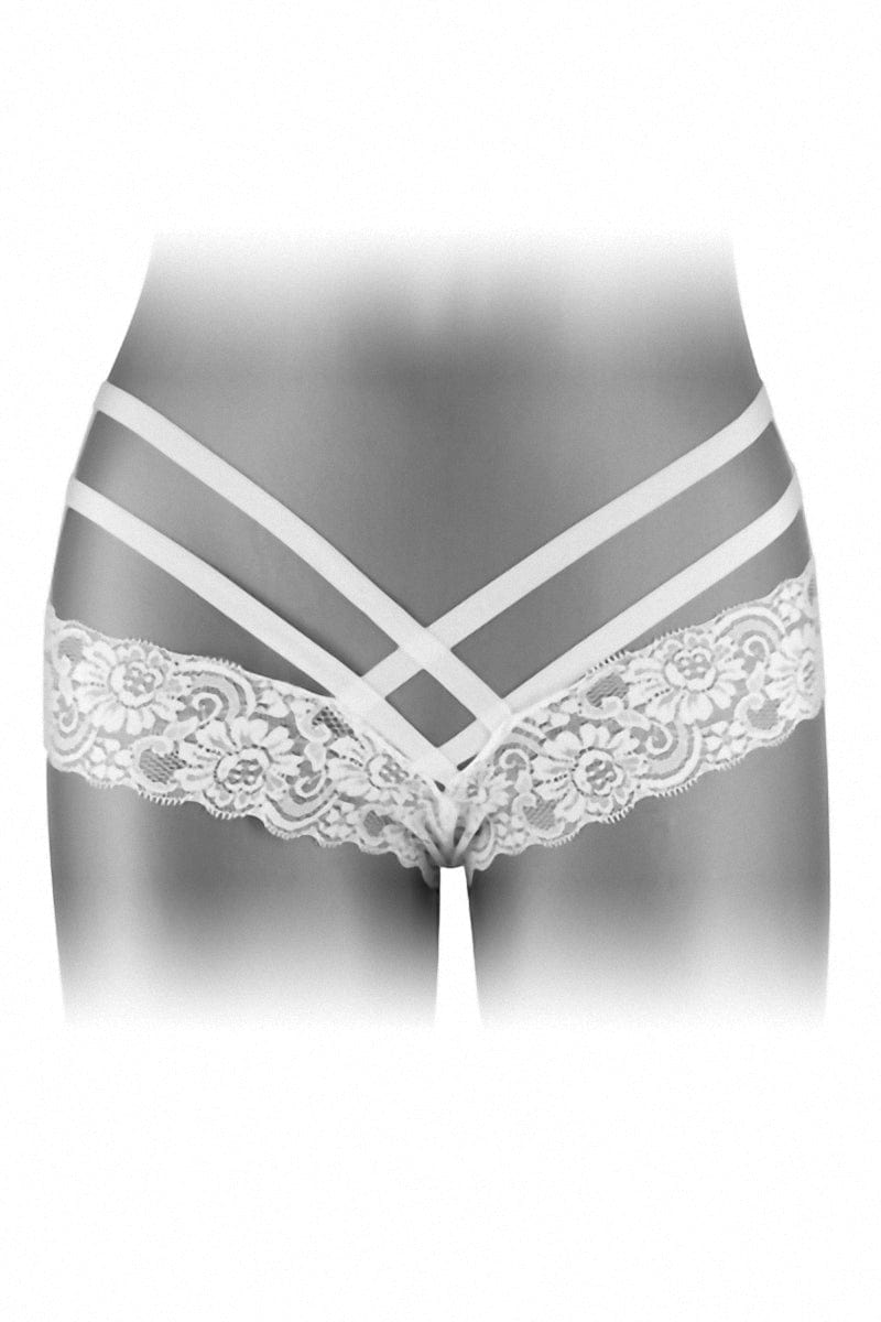 Tanga sexy ouvert en dentelles blanches Anne - Fashion Secret