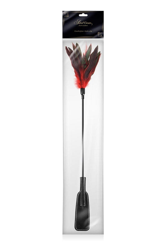 Tapette BDSM à plumes rouges et noires pour domination soft - Sweet caress
