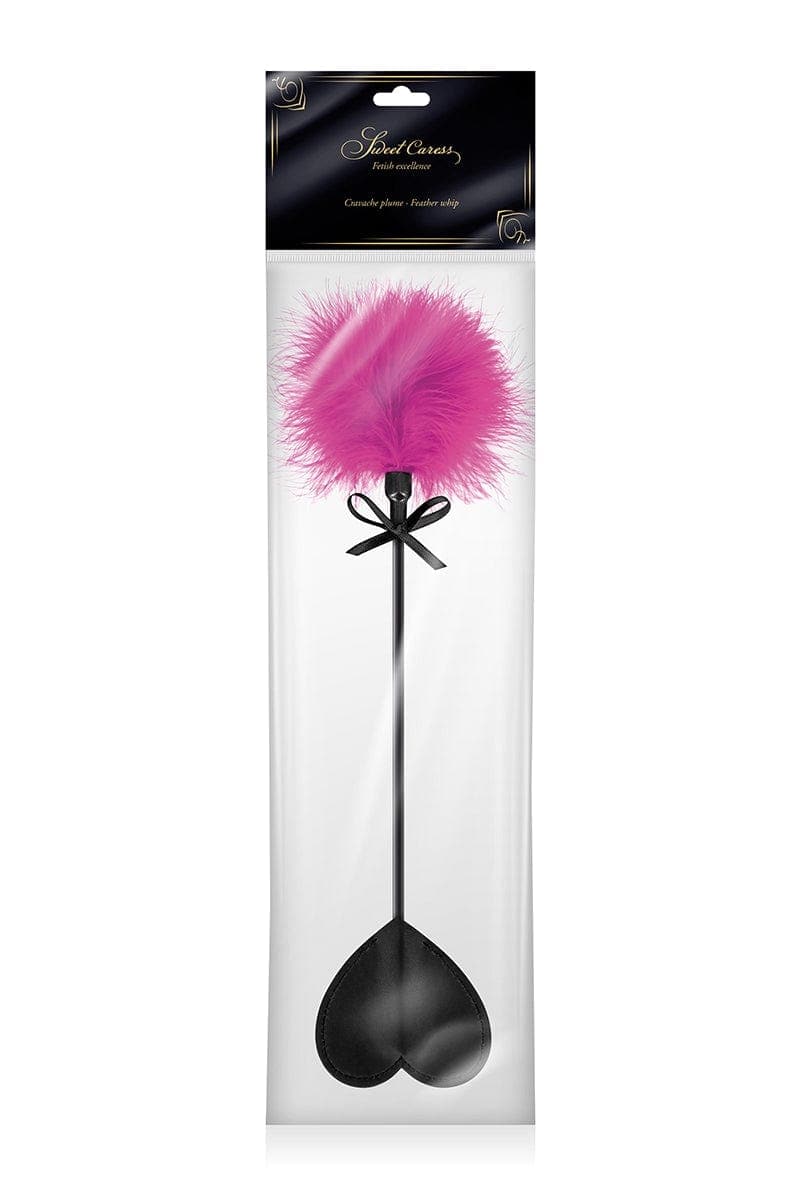 Tapette légère avec coeur et pompon fuchsia pour jeux SM - Sweet Caress