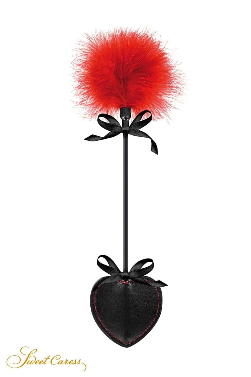 Tapette légère BDSM cravache pour couple avec pompon rouge - Sweet Caress