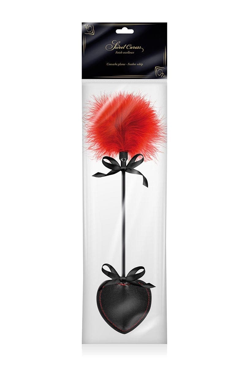 Tapette légère BDSM cravache pour couple avec pompon rouge - Sweet Caress