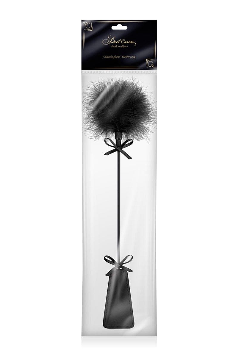 Tapette pratique SM domination soft avec pompon noir 46cm - Sweet Caress