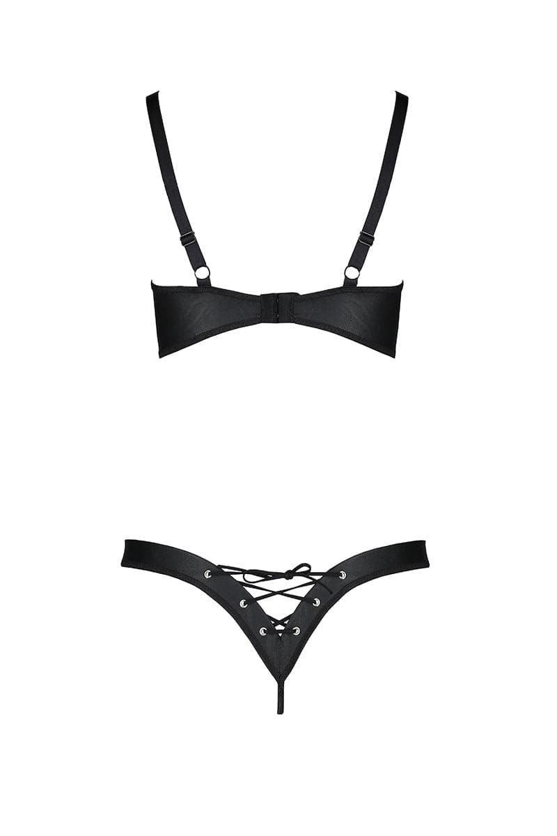 Tenue sexy 2 pièces soutien-gorge seins nus, et string lacé Céline - Passion