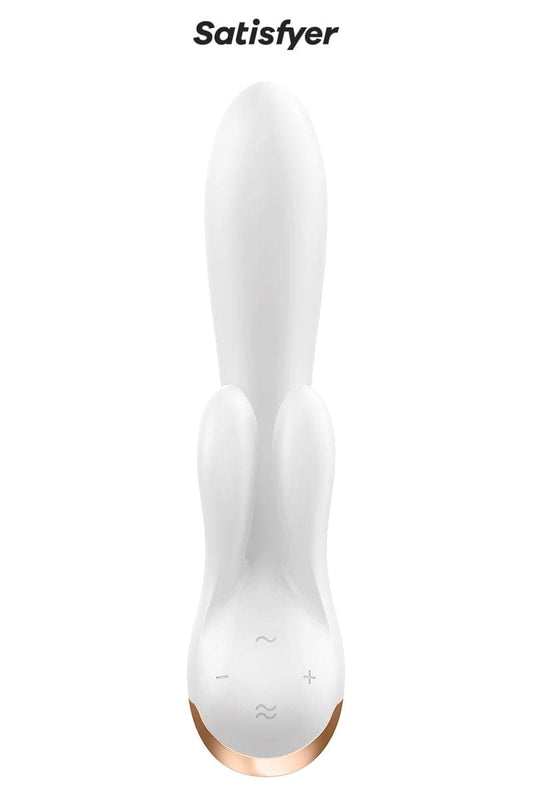 Vibro Rabbit triple stimulation rechargeable et connecté Double Flex blanc - Satisfyer