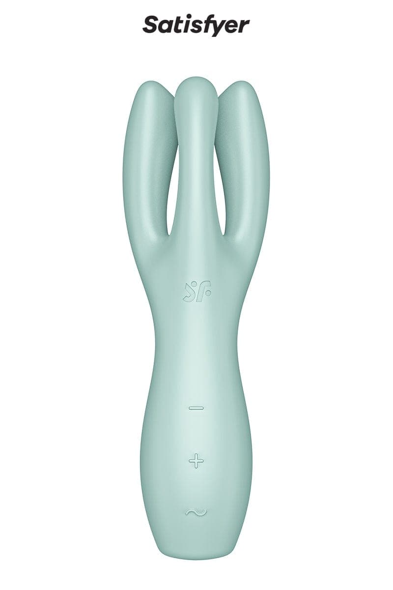 Vibro triple stimulateur féminin Threesome 3 vert 14 x 4cm - Satisfyer