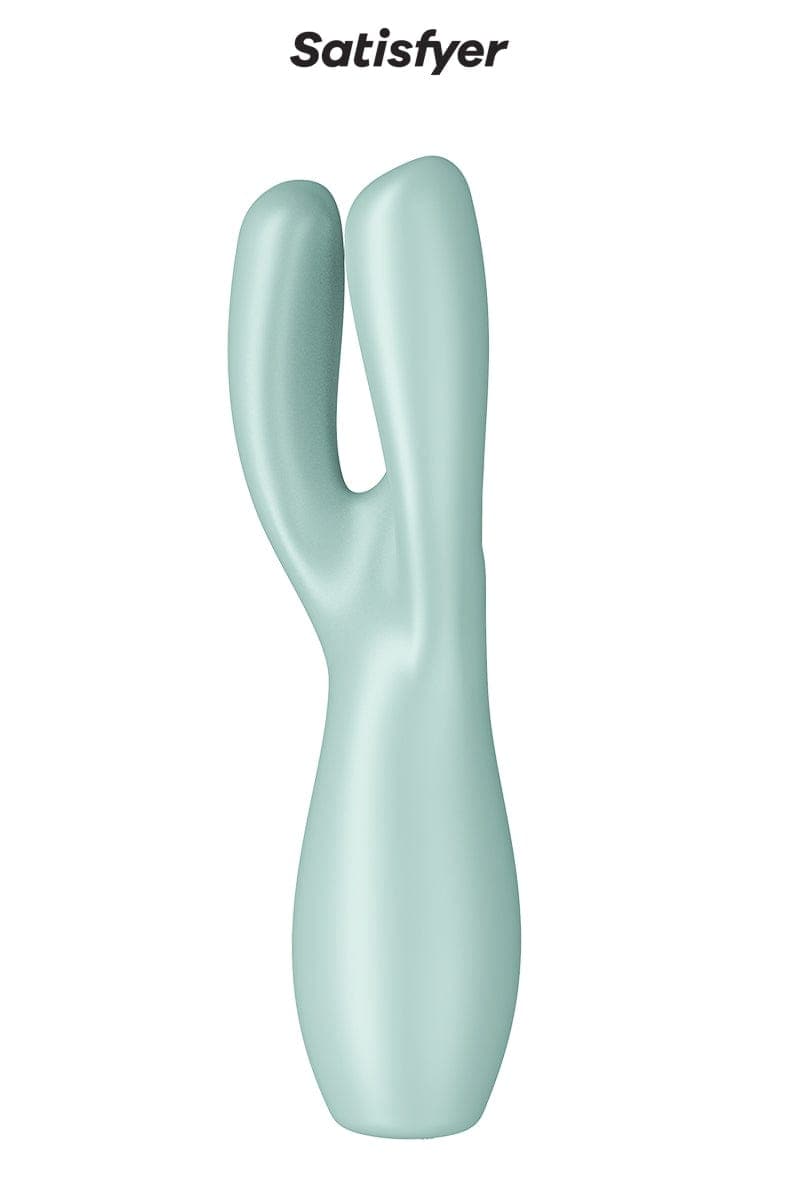 Vibro triple stimulateur féminin Threesome 3 vert 14 x 4cm - Satisfyer