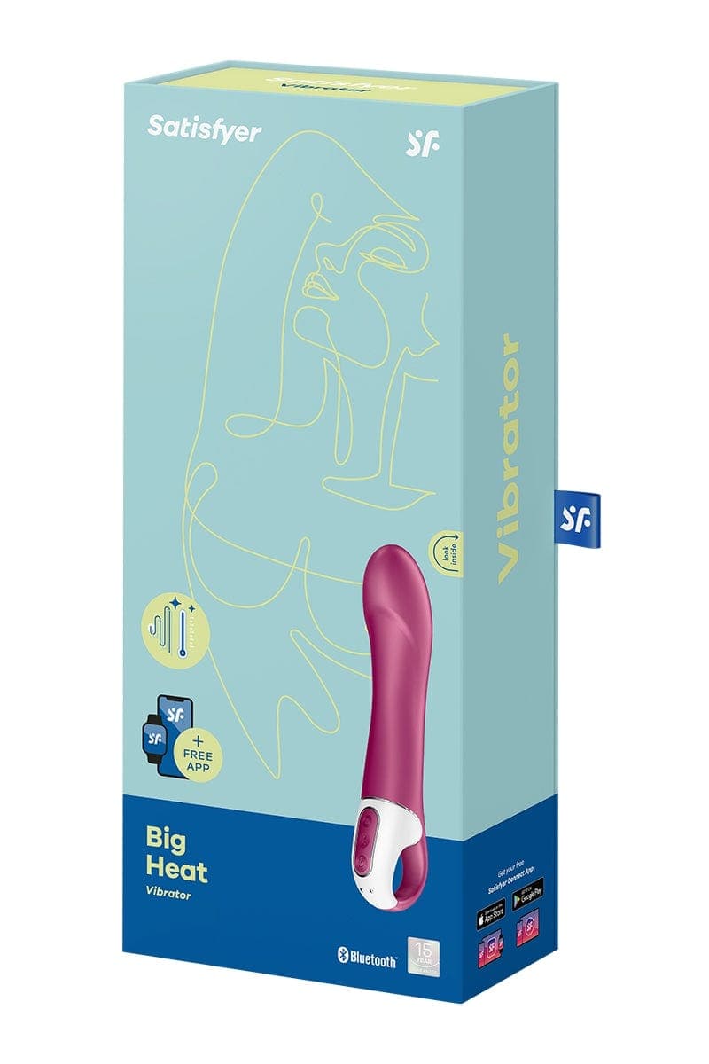 Vibromasseur chauffant connecté en silicone Big Heat 22cm - Satisfyer