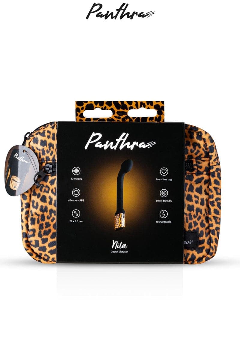 Vibromasseur féminin stimulation point G panthère 21cm Nila - Panthra