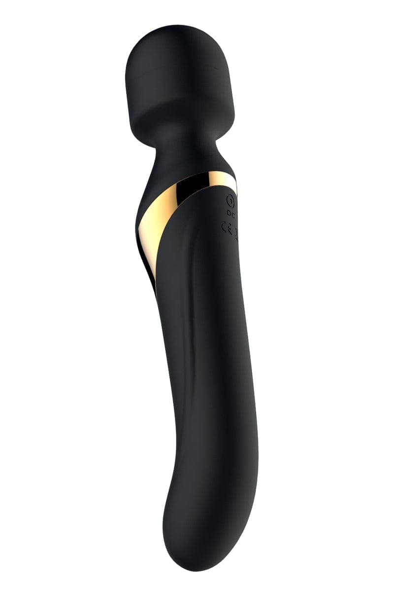 Vibromasseur luxueux pour femme en silicone noir ultra doux Dual Orgasms Gold 23cm- Dorcel