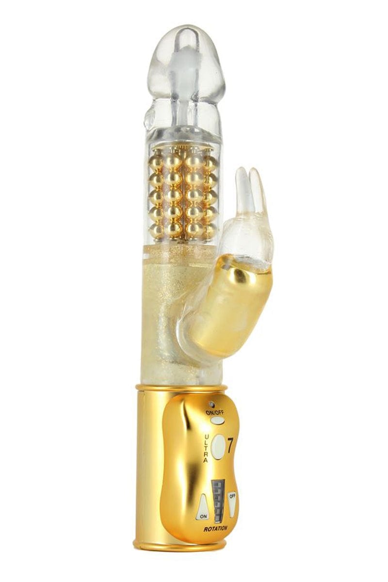 Vibromasseur Orgasmic 3 effets simultanés Rabbit Gold à piles - Dorcel