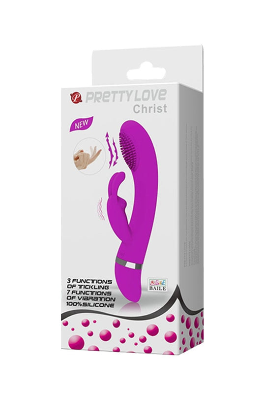 Vibromasseur Rabbit 7 modes de vibration étanche à piles Christ - Pretty Love