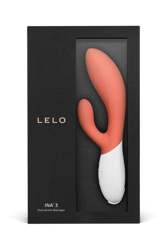 Vibromasseur rabbit rechargeable Ina 3 Coral Red 20cm + pochette - Lelo