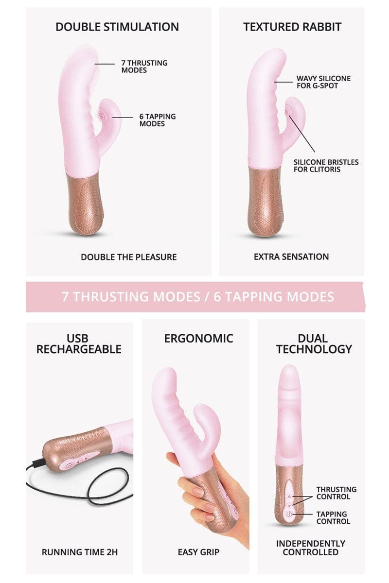 Vibromasseur rabbit Sassy Bunny va et vient rose + Secret Box offerte - Love to Love