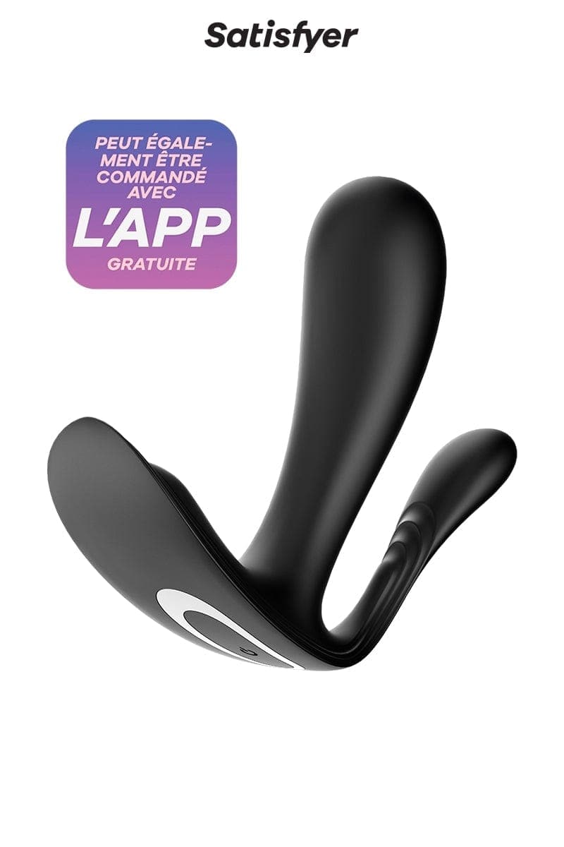 Vibromasseur strié triple stimulation Top Secret+ noir 10cm - Satisfyer