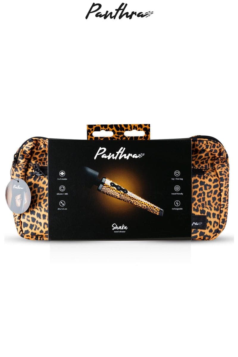 Vibromasseur wand panthère pour femme sauvage baguette Shaka 28cm + trousse - Panthra