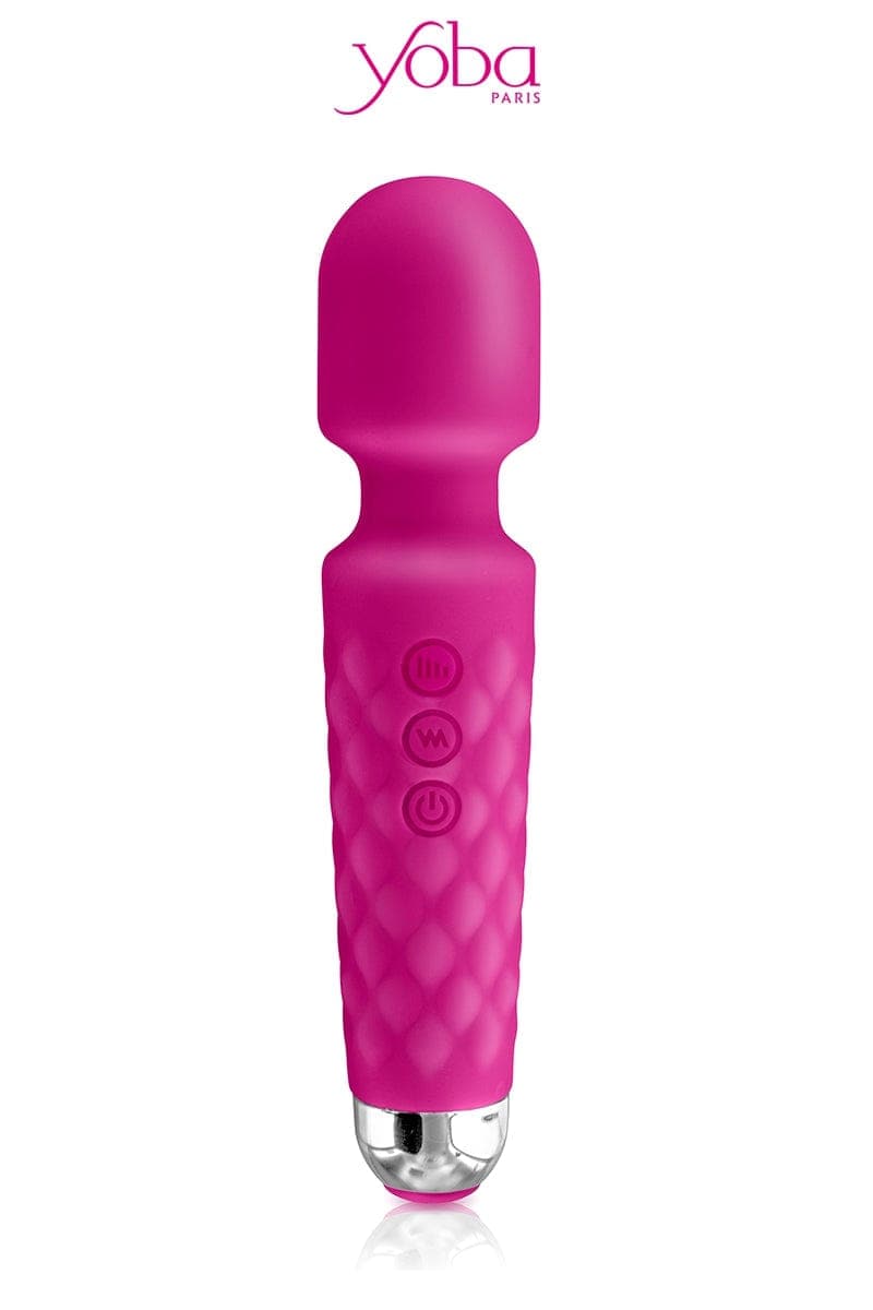 Vibrowand en silicone étanche et sans fil rechargeable rose 20cm - Yoba