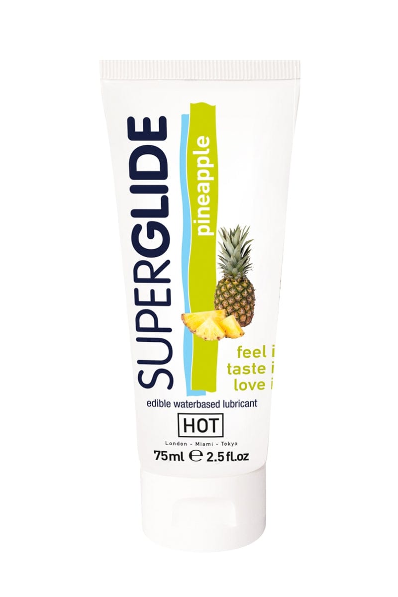 Lubrifiant préliminaire comestible SuperGlide base d'eau ananas 75ml - HOT