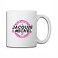 Mug J&M avec logo rond blanc et rose - Jacquie & Michel