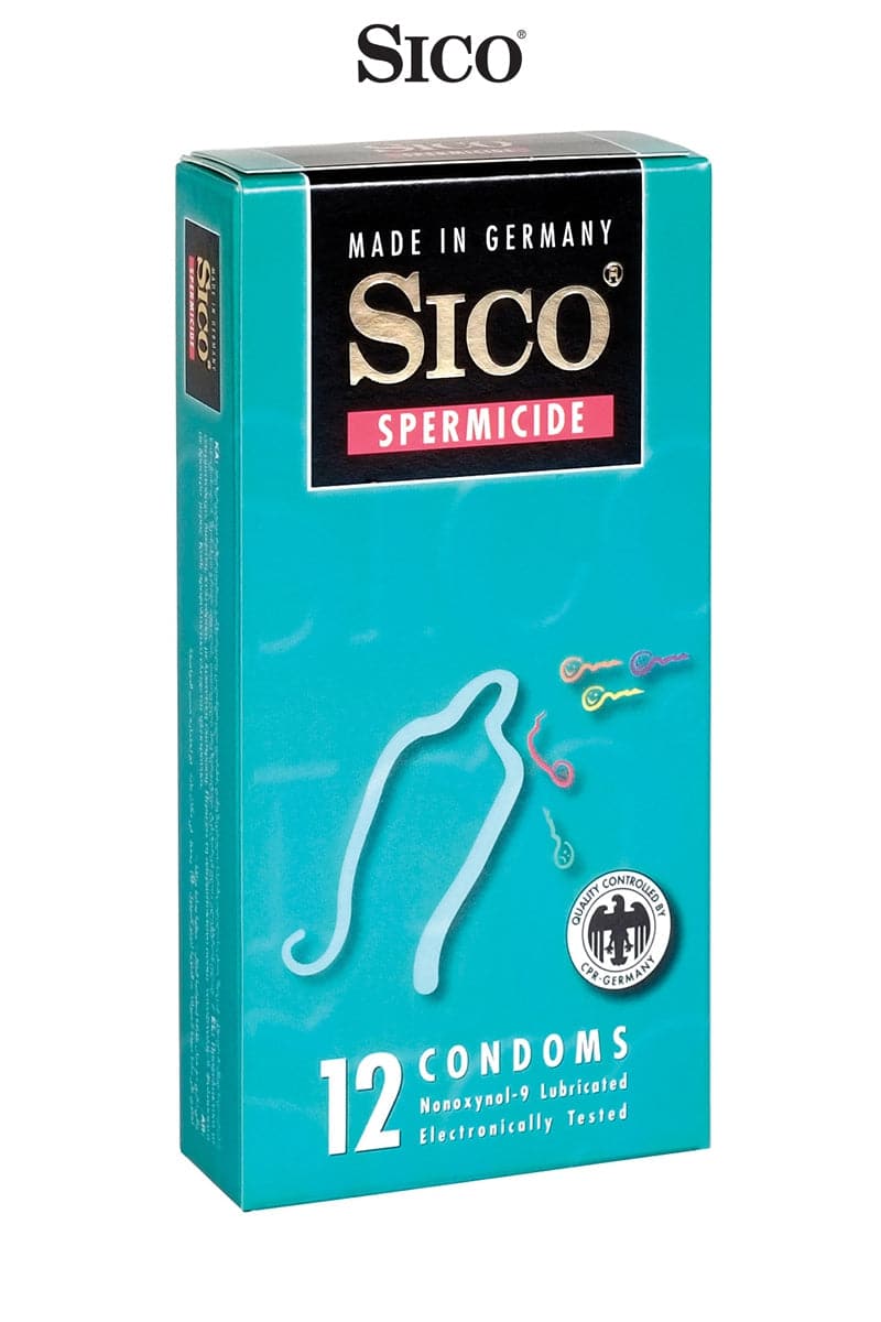 12 préservatifs en latex transparent avec traitement spermicide - Sico