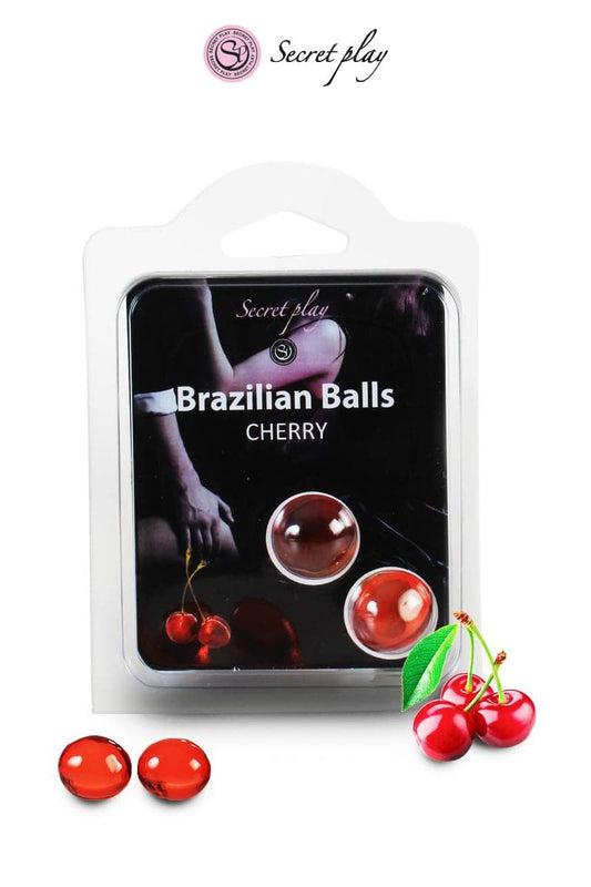 2 Brazilian Balls à base d'huile liquide parfumé cerise - Secret play