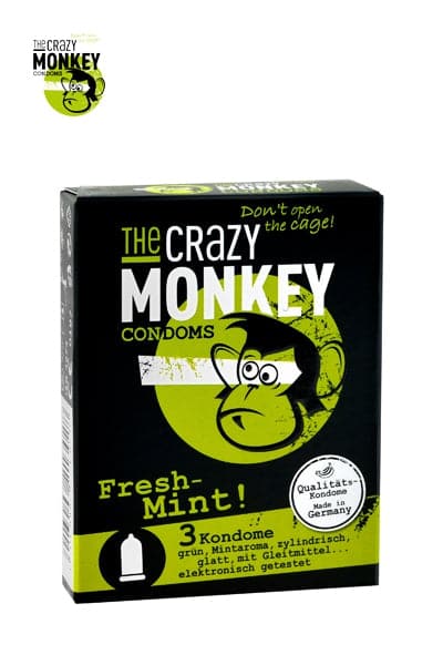 3 préservatifs lubrifié pour hommes arôme menthe fraiche - Crazy Monkey