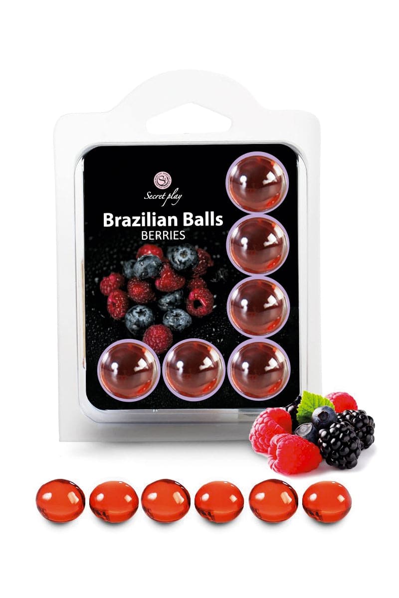 6 Brazilian Balls baies rouges massage érotique à base d'huile  - Secret Play