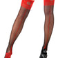 Bas en nylon style glamour couture noir et rouge non-autofixants - Anne d'Alès
