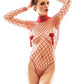 Body sexuel en filet rouge col haut avec finition string Forca - Anaïs