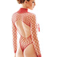 Body sexuel en filet rouge col haut avec finition string Forca - Anaïs