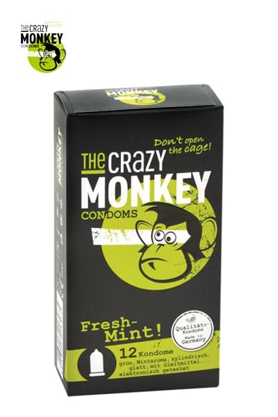 Boite de 12 préservatifs en latex arôme menthe fraîche - The Crazy Monkey
