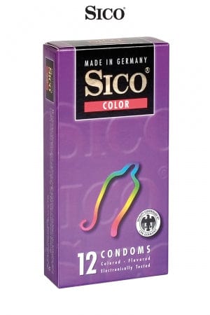Boîte de 12 préservatifs lubrifiés parfumés avec réservoir 18cm - Sico