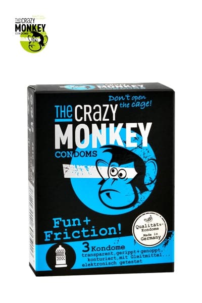 Boîte de 3 Préservatifs en laxtex lubrifié Fun & Friction - Crazy Monkey