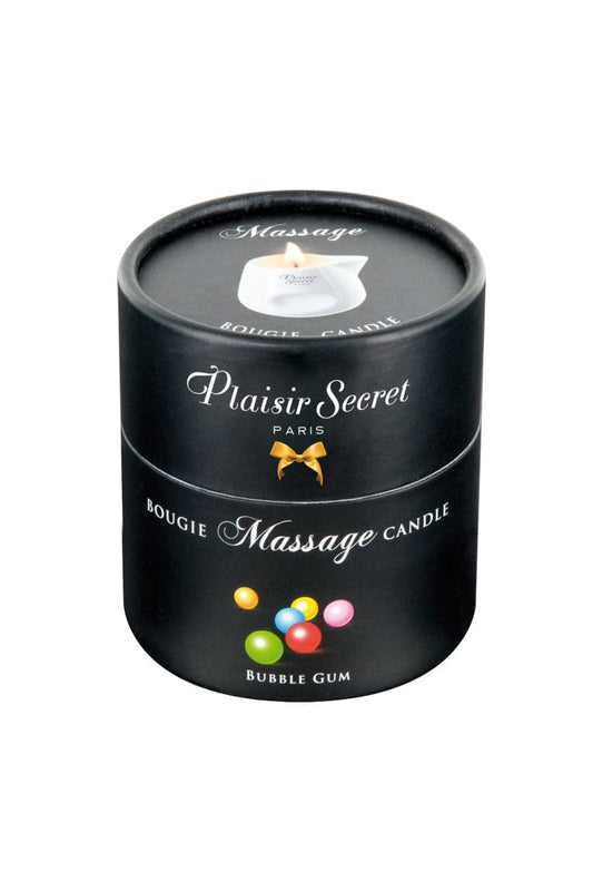 Bougie de massage érotique en céramique bubble gum + boîte cylindrique - Plaisir Secret