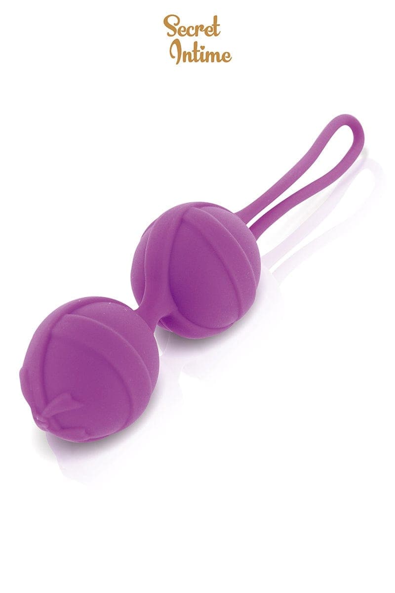 Boules de Geisha silicone violet renforcement périnée 13cm - Secret Intime