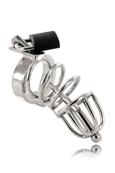 Cage de chasteté soumission en inox pour pénis Attica Chastity Cage 10cm - Triune