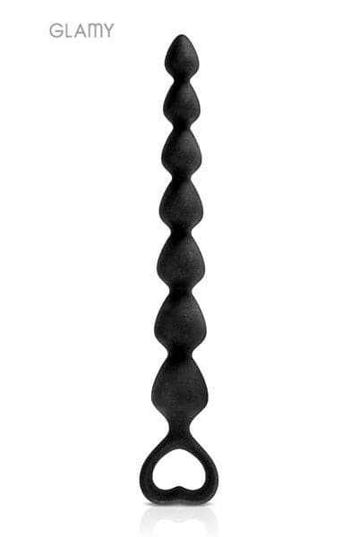 Chapelet anal souple 7 perles en silicone noir Back Love Taille M 26cm - Glamy