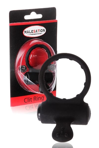 Cockring vibrant double stimulation pénis et clitoris Clit Ring silicone noir - Malesation