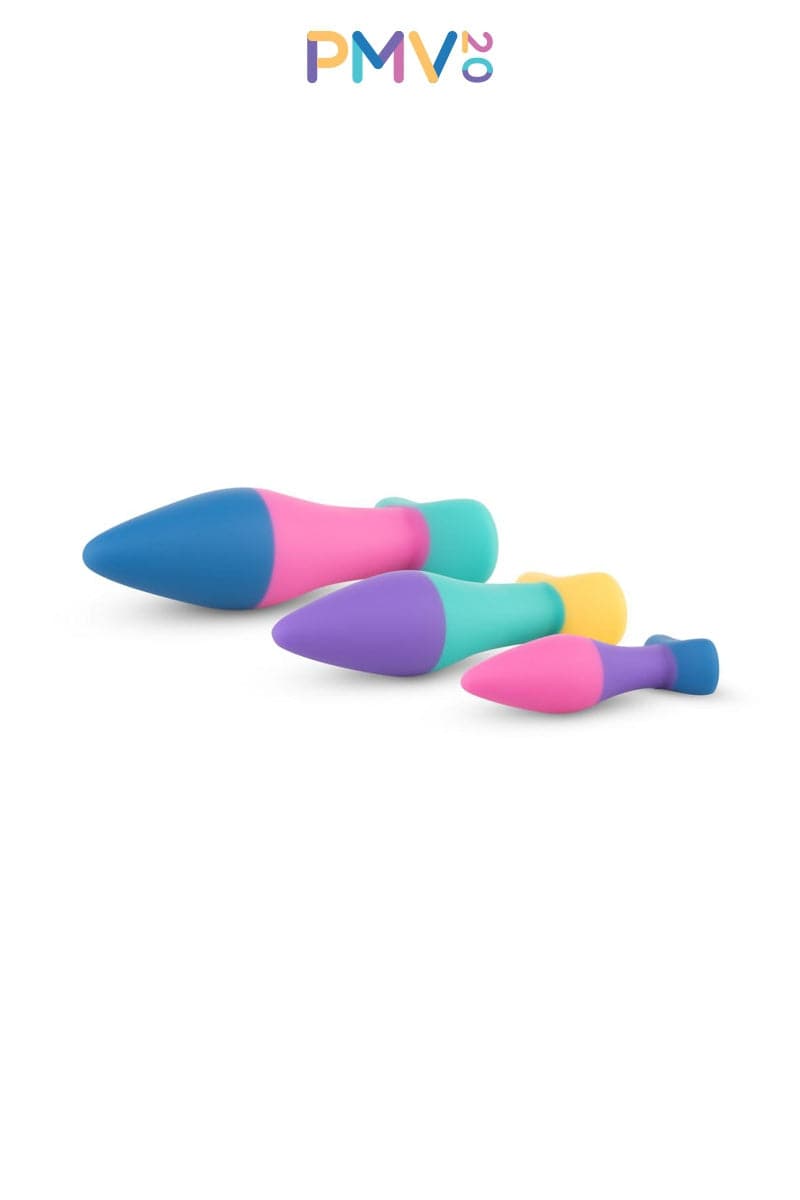 Coffret 3 plugs plaisir anal en silicone coloré unisexe PMV20 - Koda