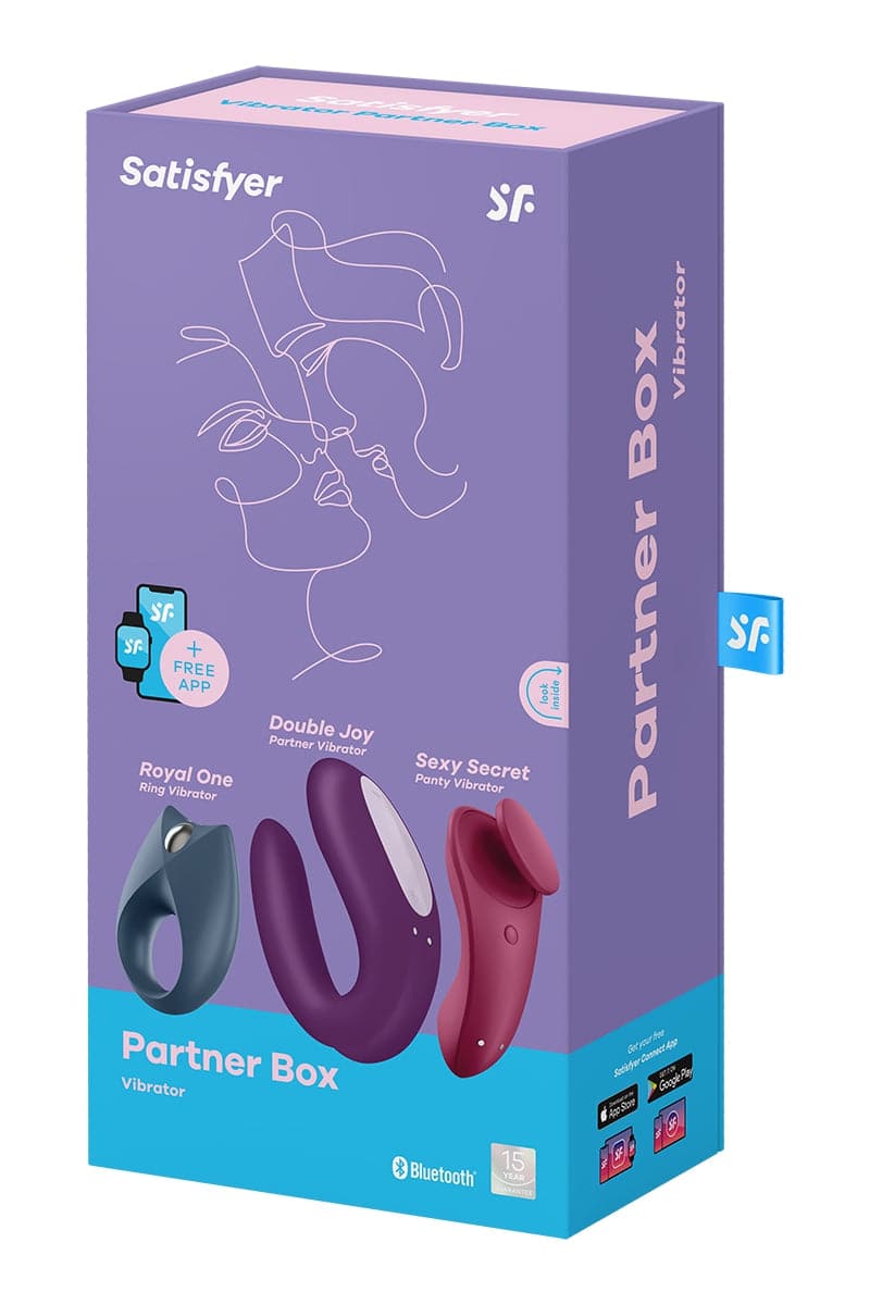 Coffret Partner Box 3 cockring + vibro couple + stimulateur clitoridien - Satisfyer