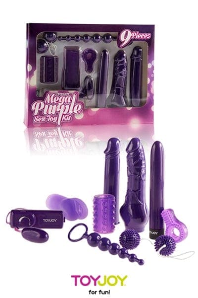 Coffret sextoy 9 jouets adultes  unisexe et couple Mega Purple - Toy Joy