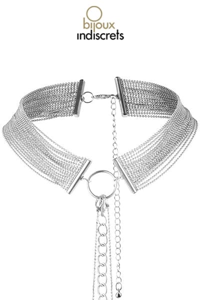 Collier érotique BDSM en chainettes métalliques argentées - Bijoux Indiscrets