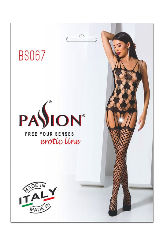 Combinaison sexy femme en maille finition porte-jarretelles BS067 - Passion