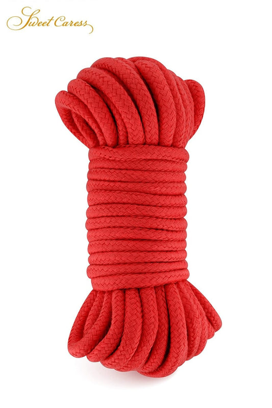 Corde de bondage en coton rouge 10m pour pratique BDSM en couple- Sweet Caress