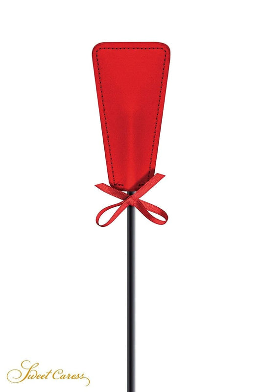 Cravache BDSM soft avec pompon rouge pour jeux de soumission 46cm - Sweet Caress