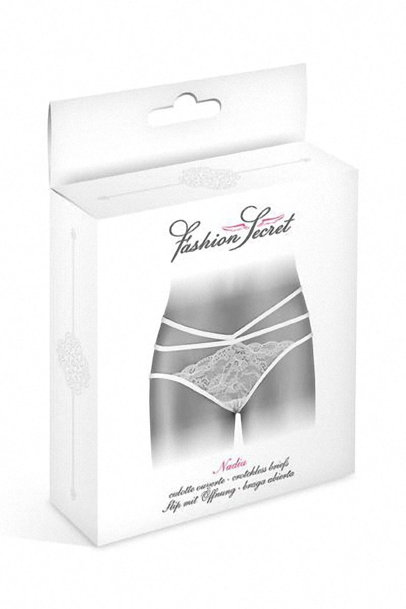 Culotte ouverte dentelle blanche transparente Nadia - Fashion Secret