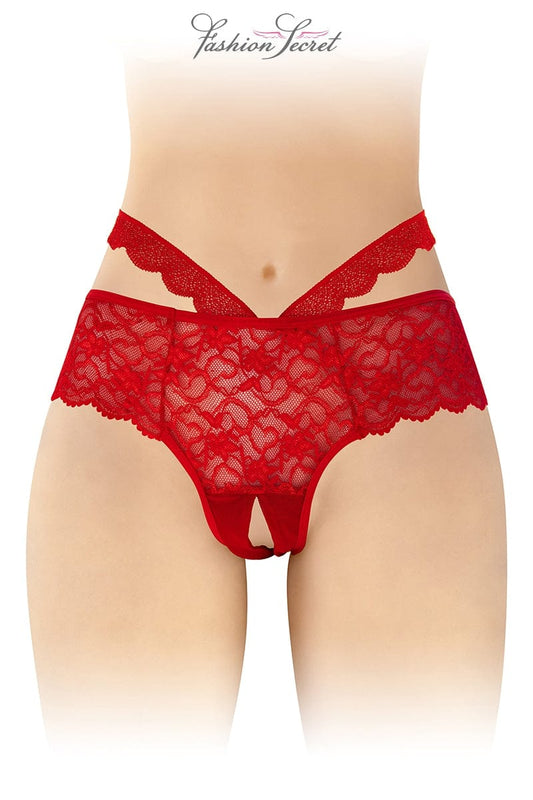 Culotte ouverte rouge en dentelle extensible Marie - Fashion Secret TU