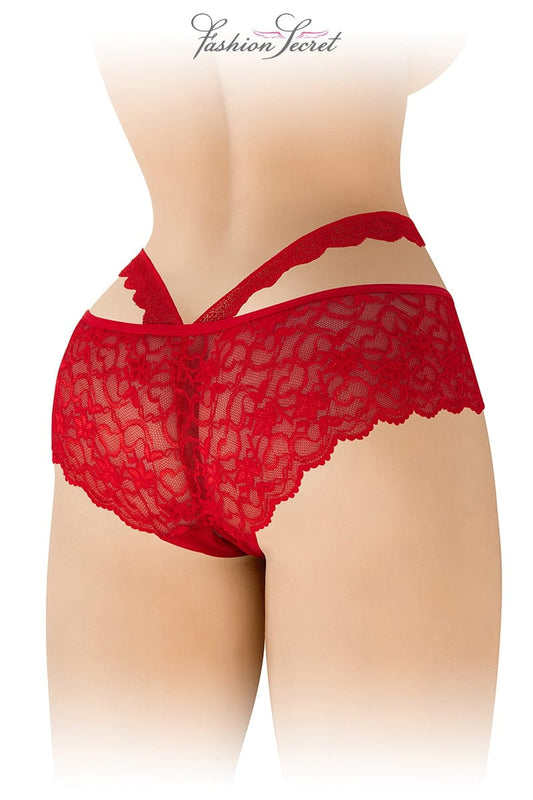 Culotte ouverte rouge en dentelle extensible Marie - Fashion Secret TU