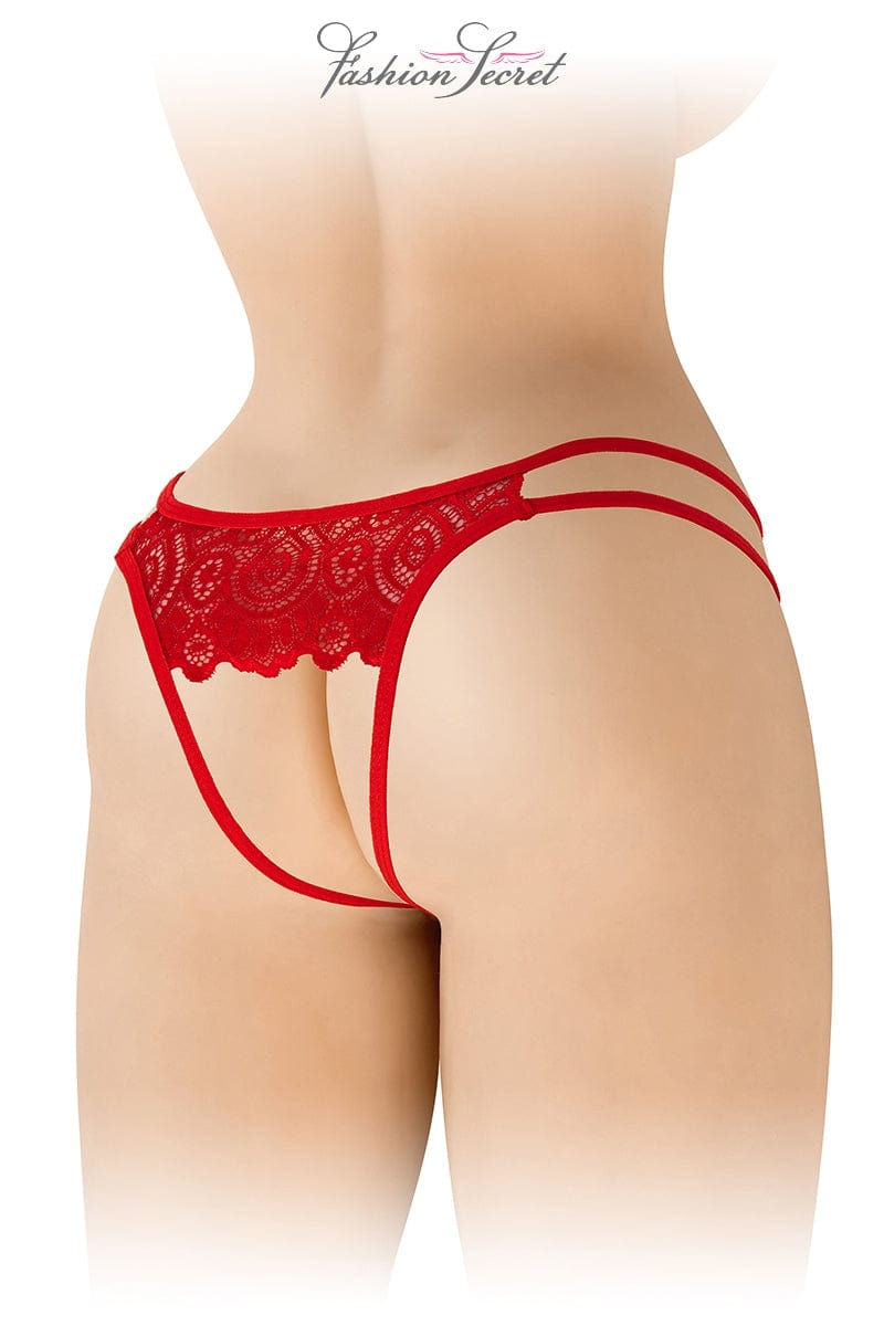 culotte ouverte rouge en dentelle