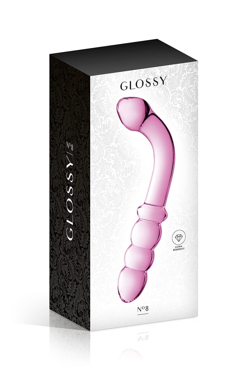 Dildo de luxe verre translucide non poreux rose n°8 22cm - Glossy Toys