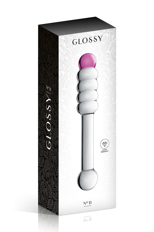 Dildo gode en verre Glossy n°11 + pochette de rangement - Glossy Toys